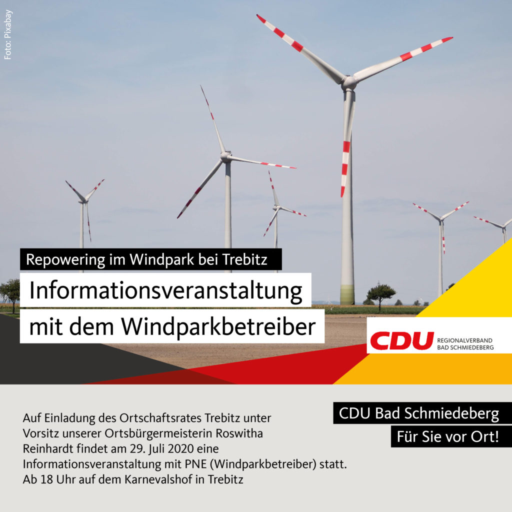 Informationsveranstaltung Repowering im Windpark bei Trebitz